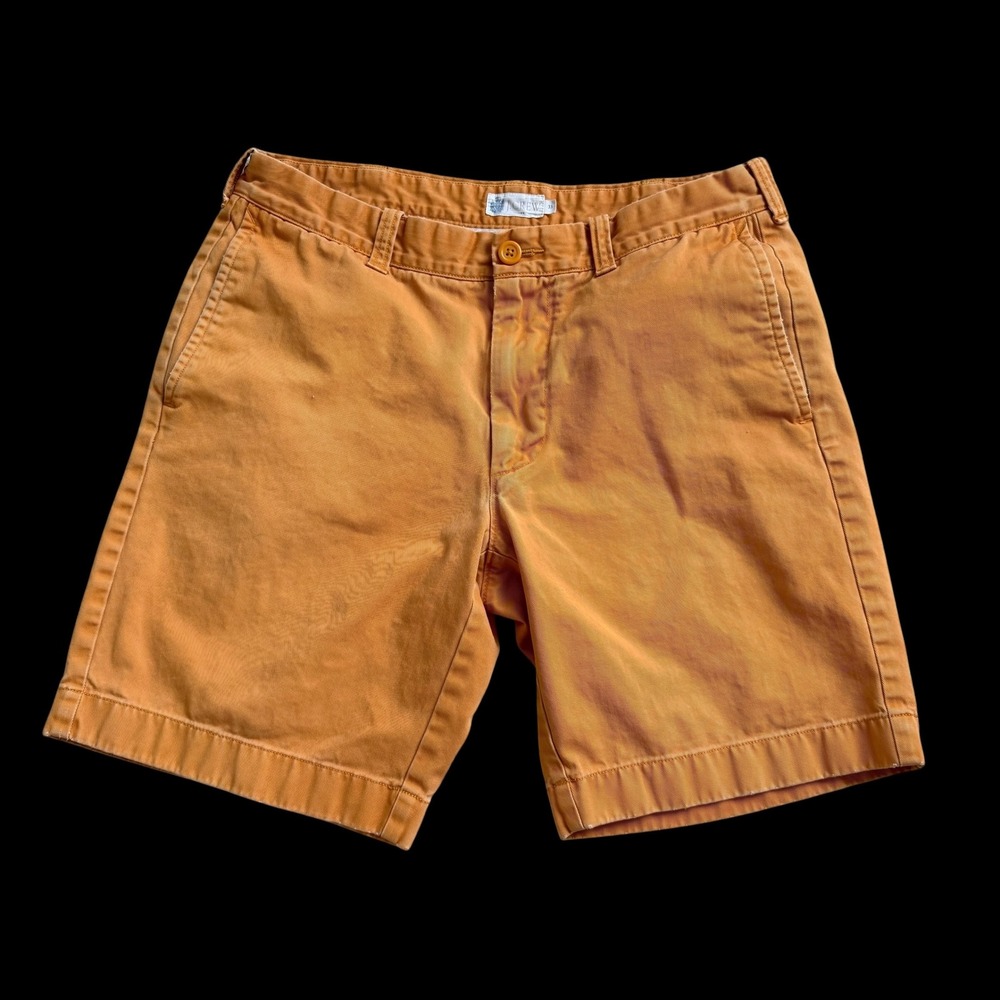 J.Crew 33 Chino Shorts 9" Inseam Orange 100% Cotton Twill Flat Front Summer